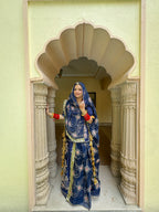 Elegant Blue Satin Gota Poshak: A Royal Blend of Tradition and Glamour