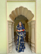 Elegant Blue Satin Gota Poshak: A Royal Blend of Tradition and Glamour