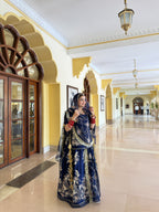 Elegant Blue Satin Gota Poshak: A Royal Blend of Tradition and Glamour