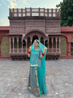 Bindani Graceful Elegance: Sky Blue Tissue Suit