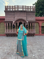 Bindani Graceful Elegance: Sky Blue Tissue Suit