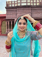 Bindani Graceful Elegance: Sky Blue Tissue Suit