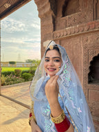 Bindani Sapphire Charm: Blue Net Poshak with Net Odhna