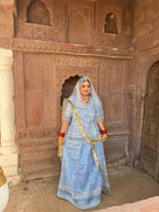 Bindani Sapphire Charm: Blue Net Poshak with Net Odhna