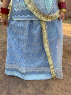 Bindani Sapphire Charm: Blue Net Poshak with Net Odhna