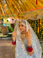 Bindani Serene Charm: Sky Blue Net Poshak