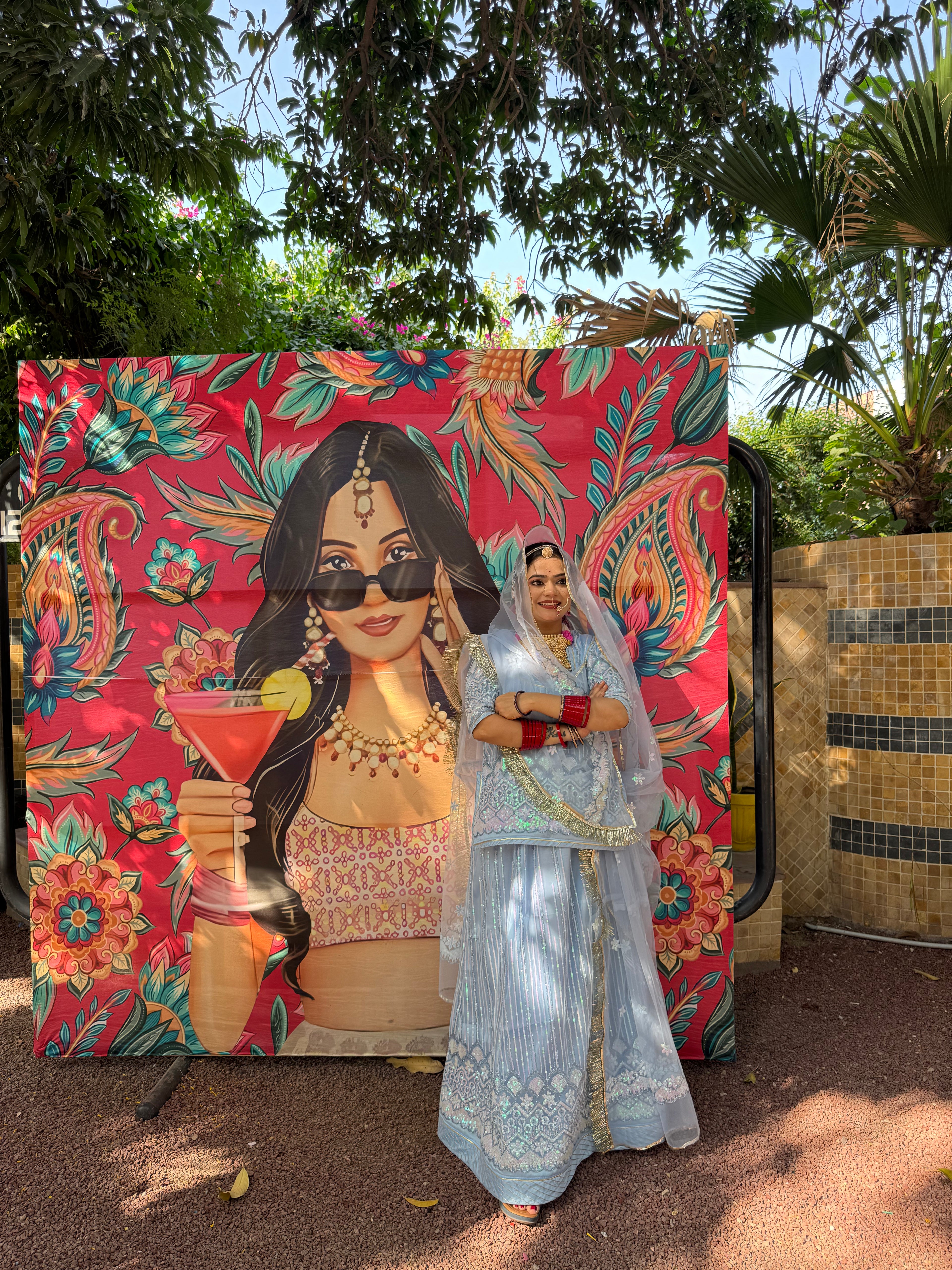 Bindani Serene Charm: Sky Blue Net Poshak
