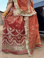 Mocha Veil - Chikoo Colour Imported Net Poshak with Tora Odhna