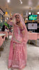 Blushing Elegance: Pink Net Poshak with Sheer Net Odhna(Semi stich)