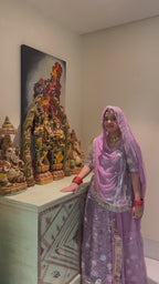 Bindani Petal Perfection: Tissue Suit with Floral Embroidery(Semi stich)