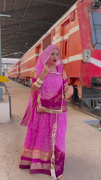 Graceful Pink Organza Poshak with Banarasi Border Detailing
