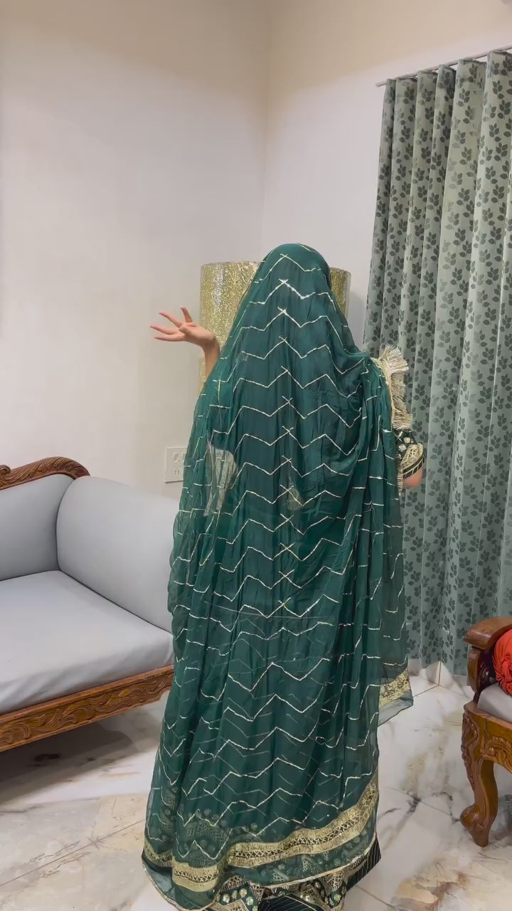 Emerald Breeze: The Satin Green Coral Green Poshak Ensemble