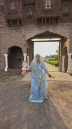 Bindani Sapphire Charm: Blue Net Poshak with Net Odhna