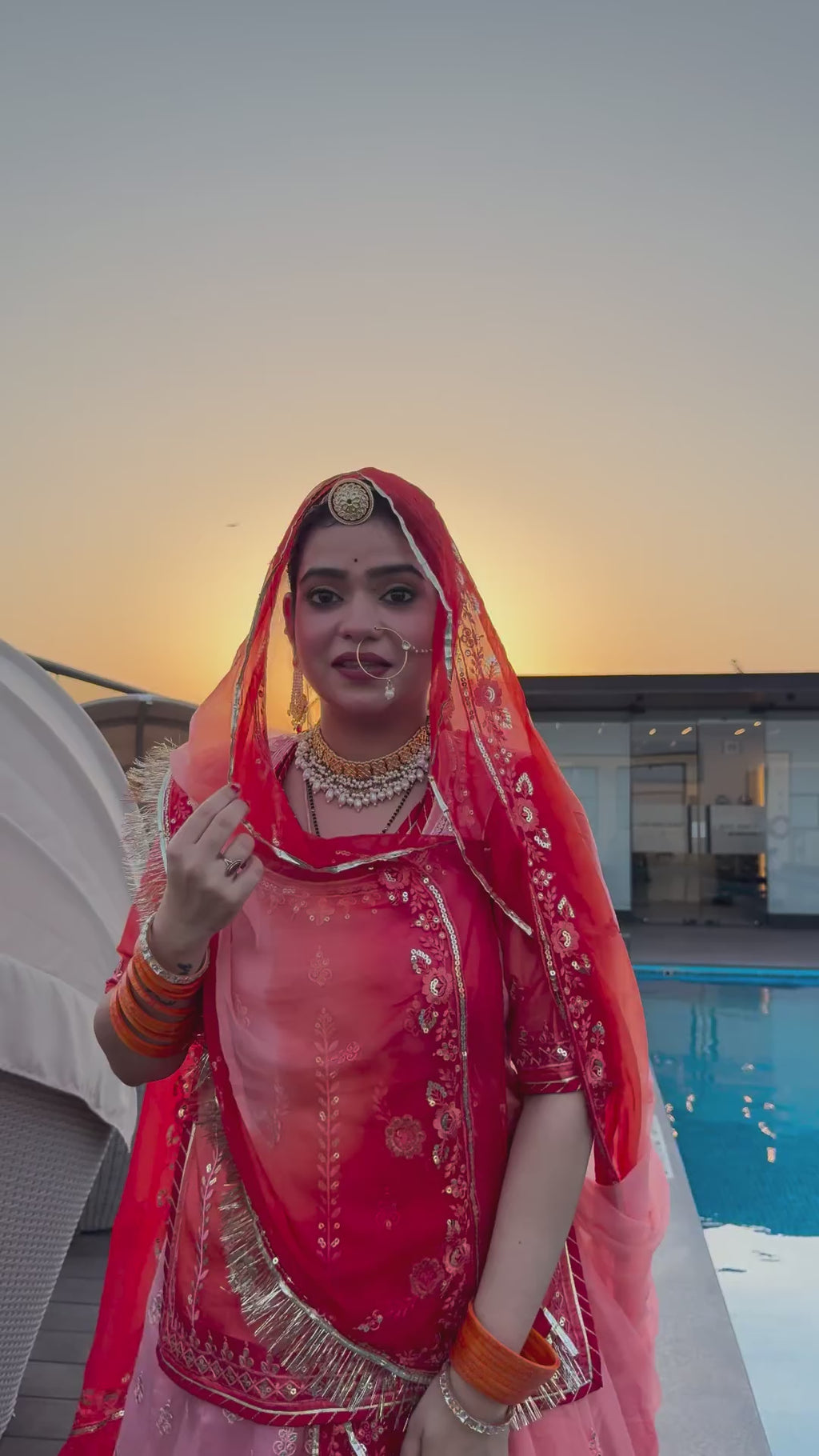 Peach Perfection: Organza Suit with a Whisper of Orange