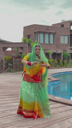 Bindani Tri-Tone Elegance: Organza Poshak in Three Stunning Colors