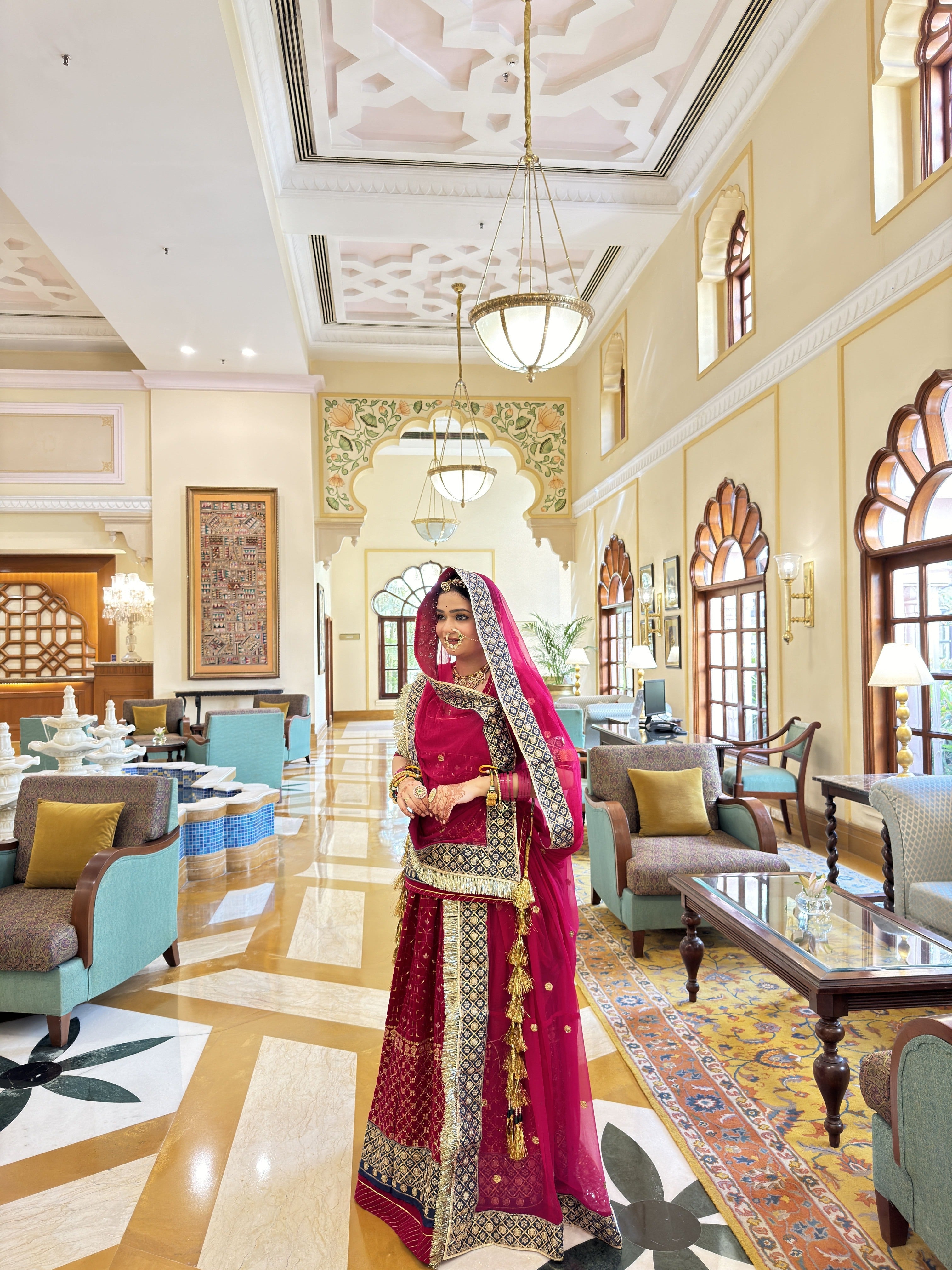 Rajrani Gulabi Poshak 🌸 : Velvet Suit With Hamrahi Odhna