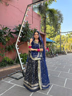 Neelam-Elegance : Dark Tissue Suit With Hamrahi Odhna