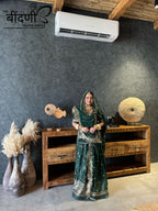 Emerald Enchant - Semi Velvet Suit With Hamrahi Odhna