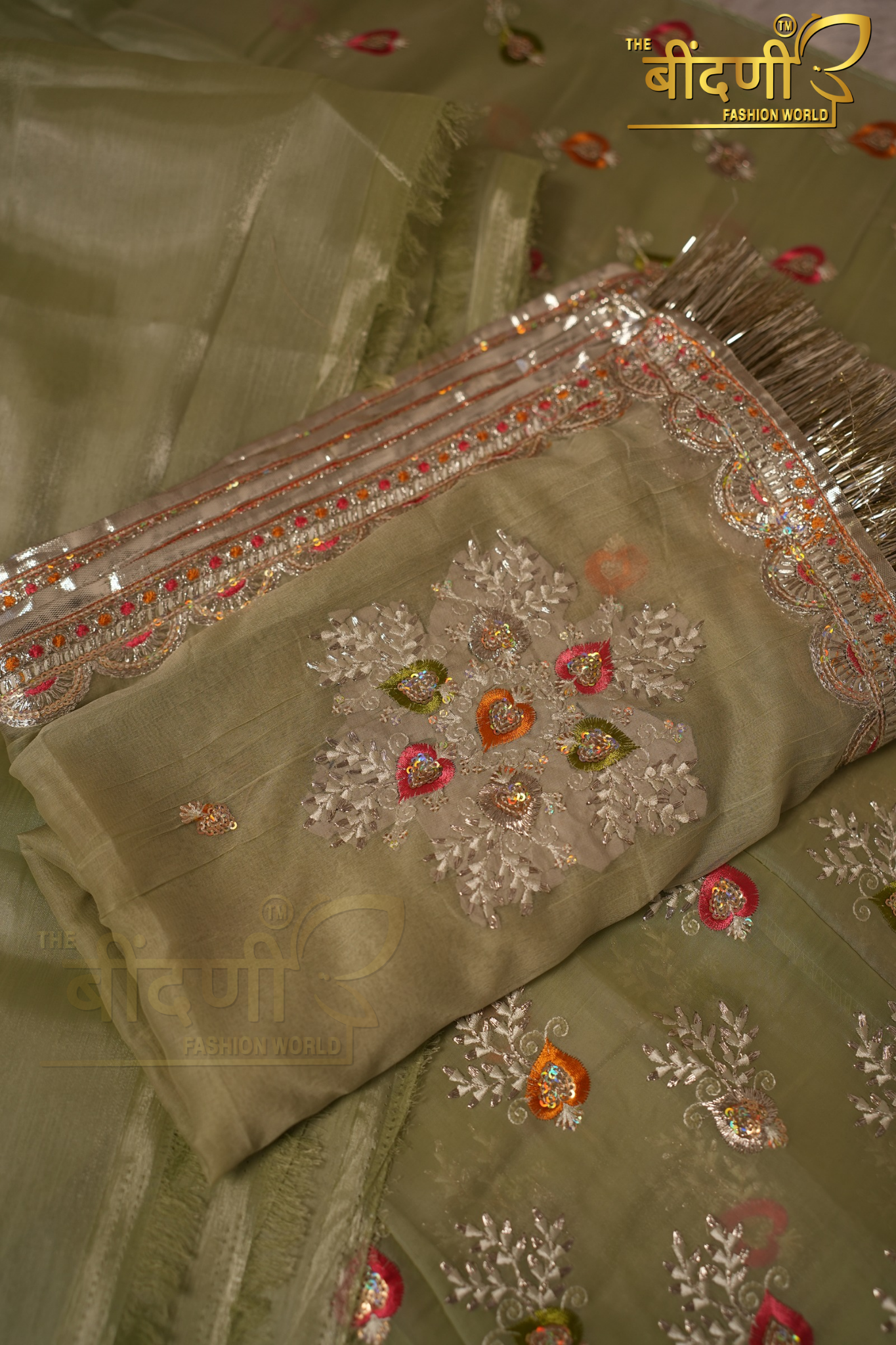Mehreen – The Graceful Bloom : Light Jimmy Choo Suit With Hamrahi Odhna