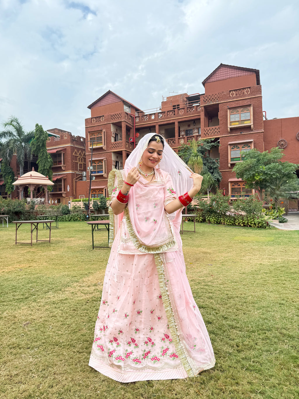 Gulabi Nazakat Suit - Light Tissue Suit With Hamrahi Odhna