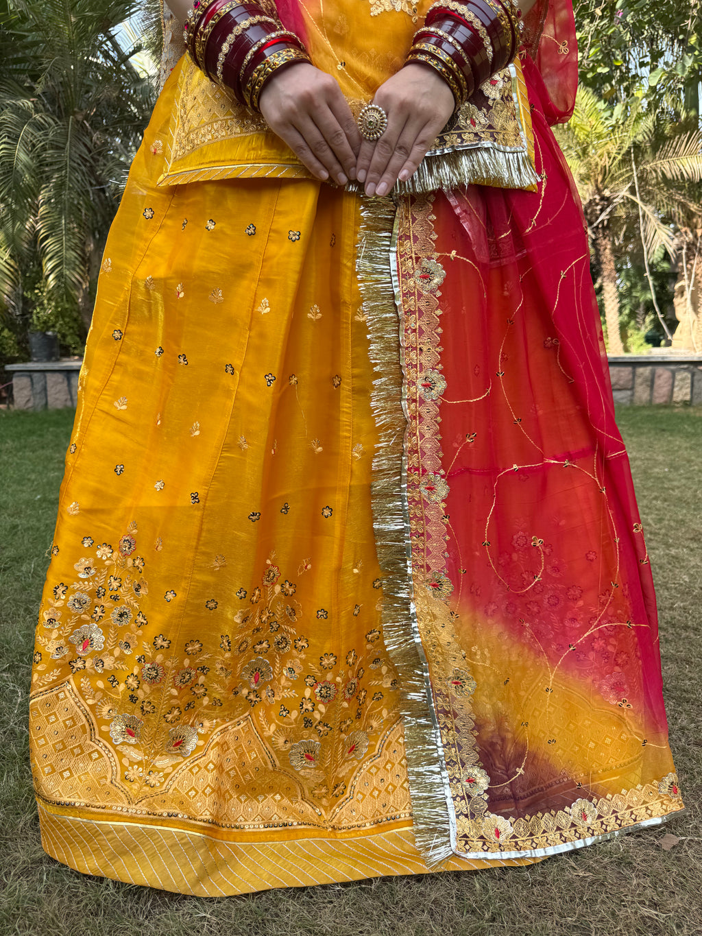 Bindani Sunehri Poshak - Light Tissue Suit with Hamrahi Odhna