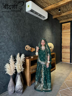 Emerald Enchant - Semi Velvet Suit With Hamrahi Odhna