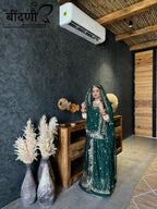 Emerald Enchant - Semi Velvet Suit With Hamrahi Odhna