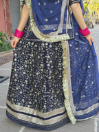 Neelam-Elegance : Dark Tissue Suit With Hamrahi Odhna