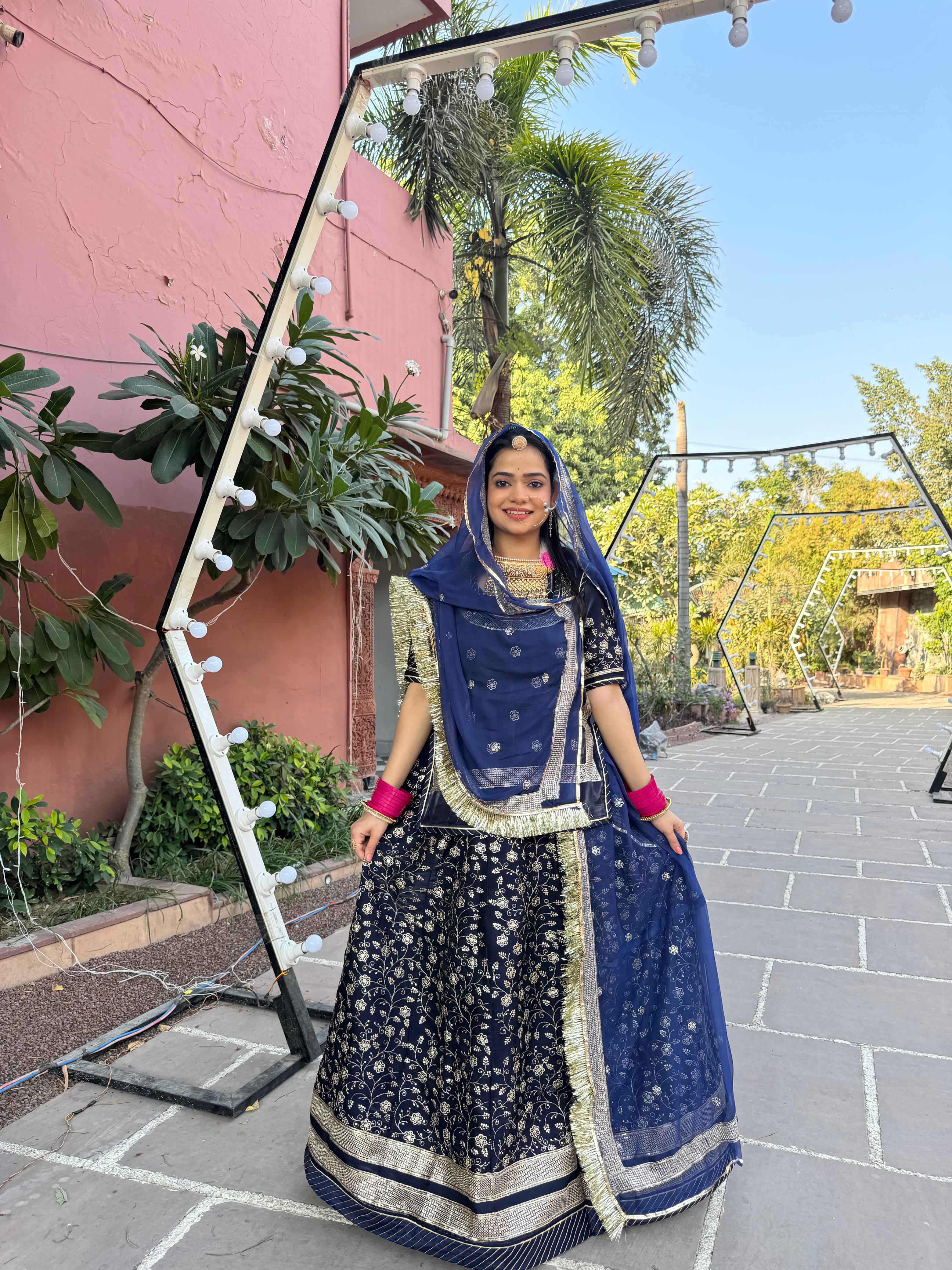 Neelam-Elegance : Dark Tissue Suit With Hamrahi Odhna