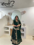 Emerald Enchant - Semi Velvet Suit With Hamrahi Odhna