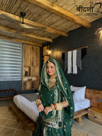 Emerald Enchant - Semi Velvet Suit With Hamrahi Odhna