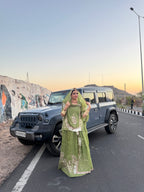 Gulzari Olive Grace - Imported Chanderi Suit With Hamrahi Odhna